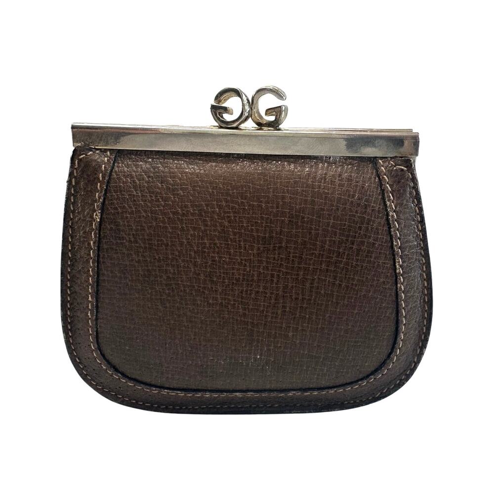 Gucci GG Kiss Lock Leather Coin Pouch -Great Vintage Gucci Find!